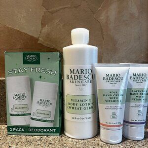 Mario Badescu Wheatgerm Vit E Large Body Lotion and 2 Deodorants, Handcremes!